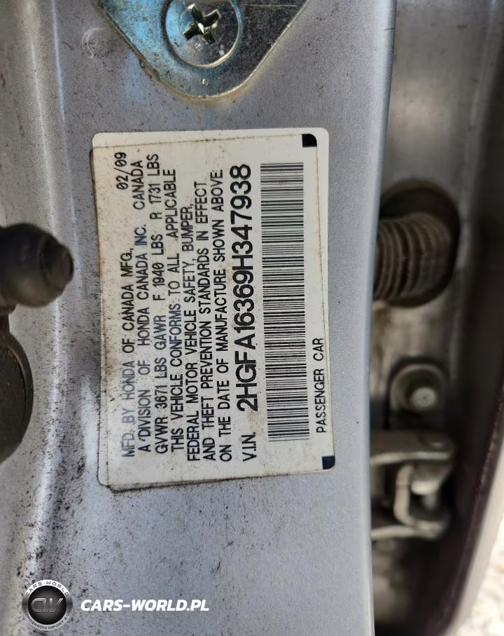 2009 Honda Civic Vp VIN:2HGFA16369H347938 - 13