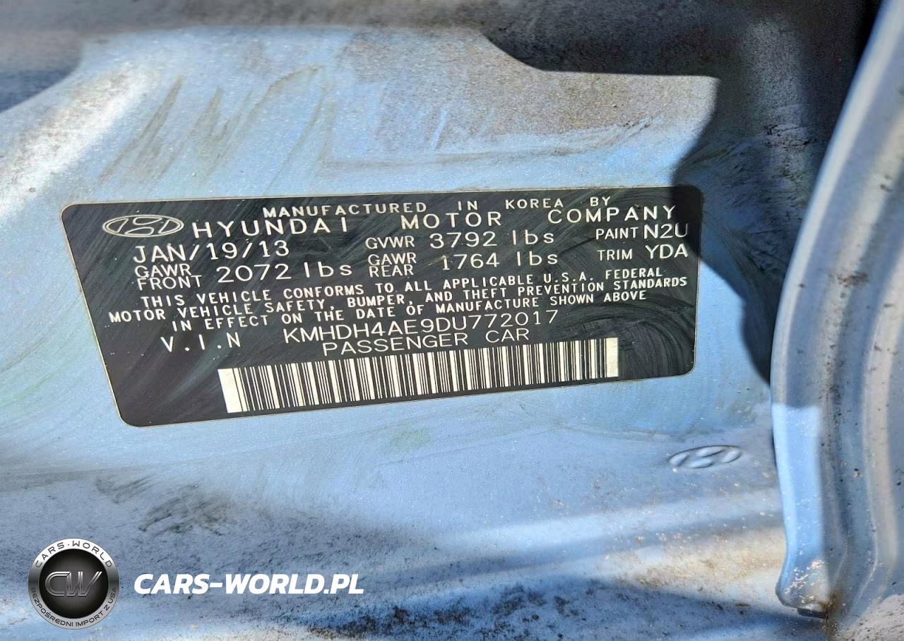 2013 Hyundai Elantra Gls VIN:KMHDH4AE9DU772017 - 13
