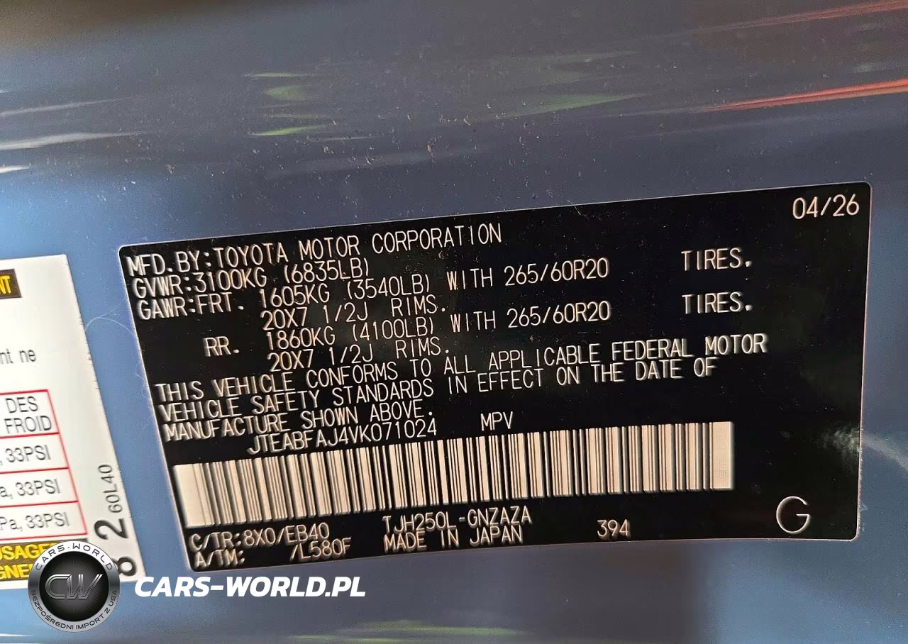 2027 Toyota Land Cruiser Base VIN:JTEABFAJ4VK071024 - 12