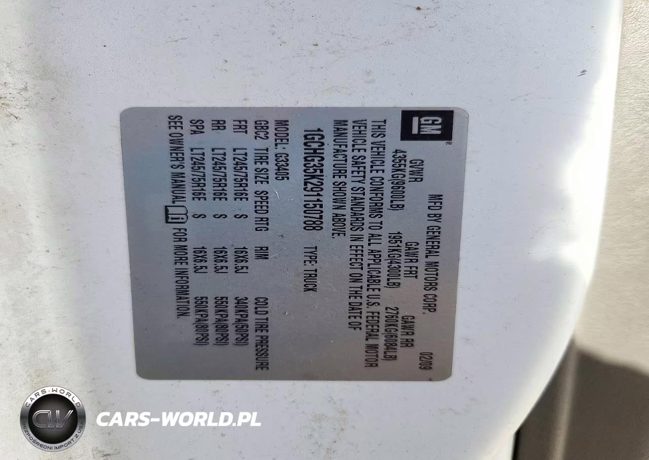 2009 Chevrolet Express G3500 VIN:1GCHG35K291150788 - 13