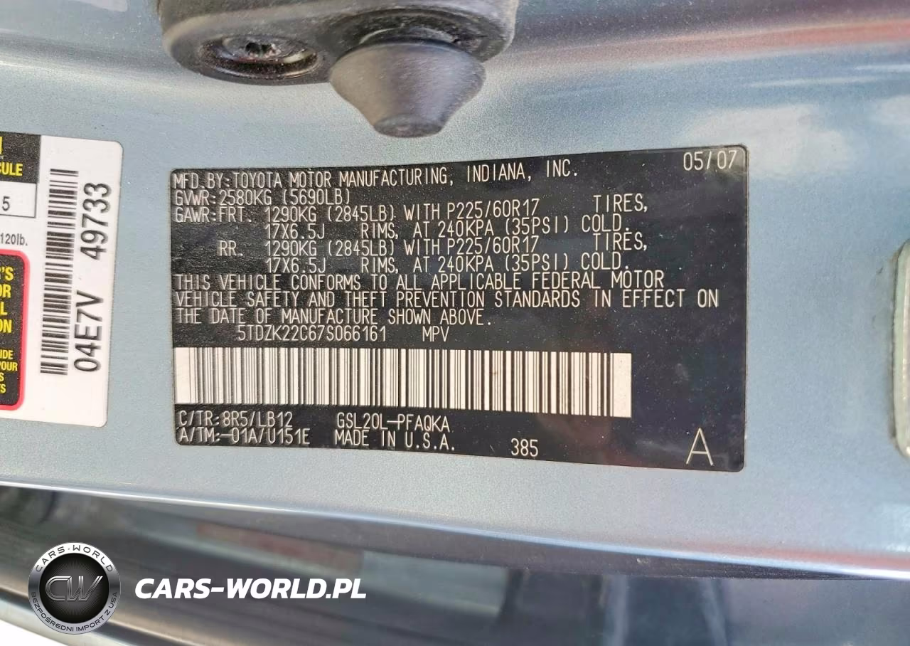 2007 Toyota Sienna Xle 7-Passenger VIN:5TDZK22C67S066161 - 14