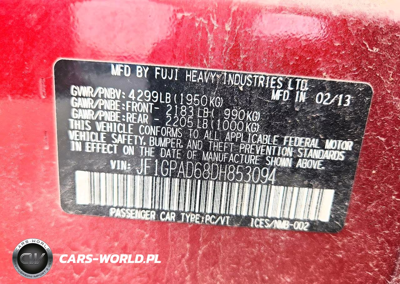 2013 Subaru Impreza Premium VIN:JF1GPAD68DH853094 - 13