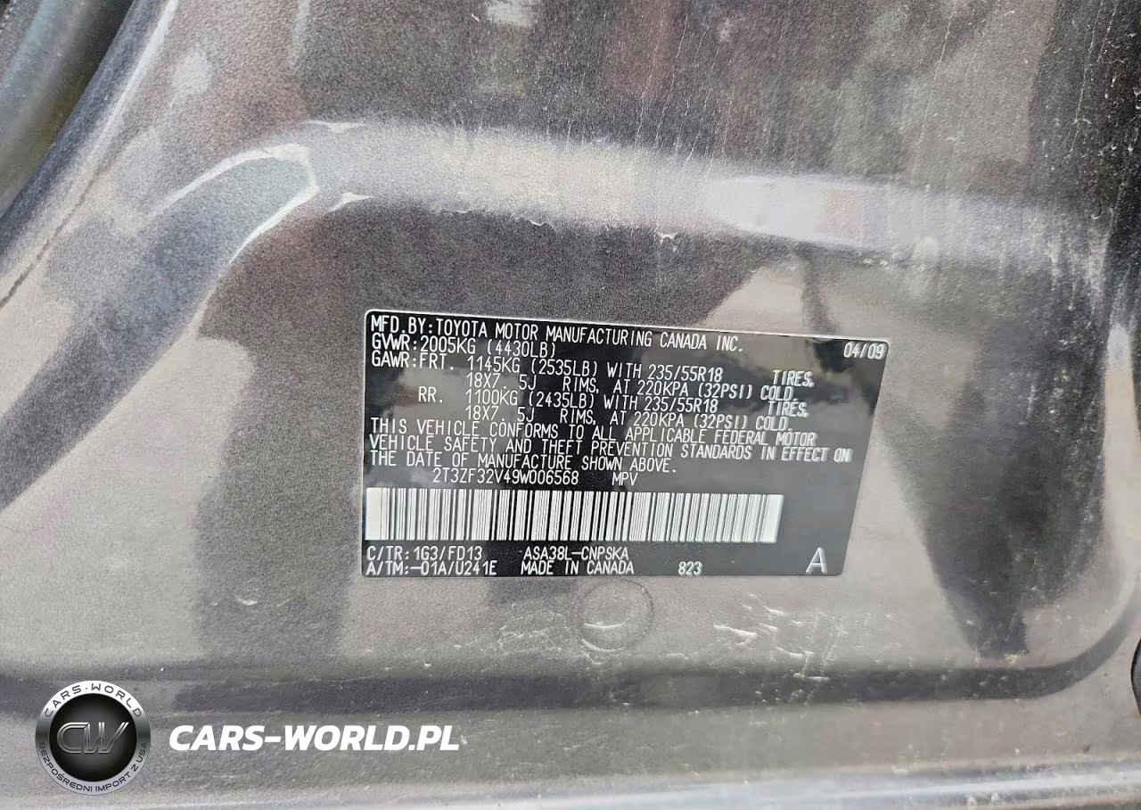 2009 Toyota Rav4 Sport VIN:2T3ZF32V49W006568 - 12