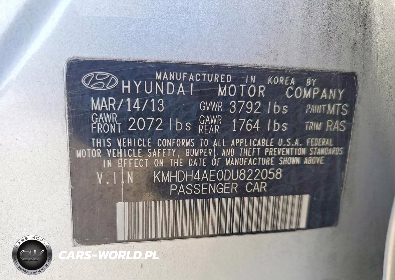 2013 Hyundai Elantra Gls VIN:KMHDH4AE0DU822058 - 12