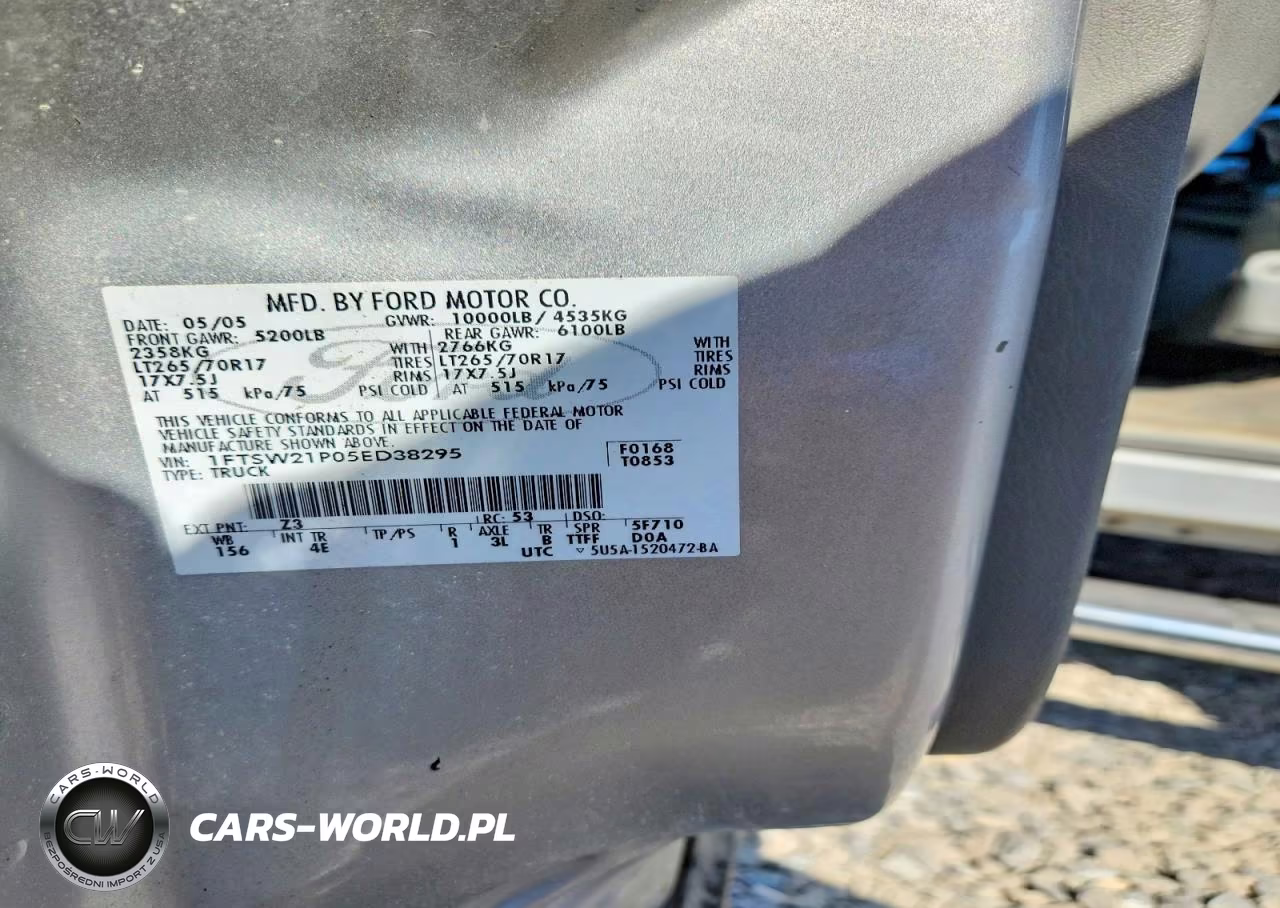2005 Ford F250 Super Duty VIN:1FTSW21P05ED38295 - 12