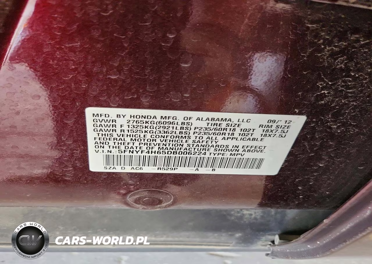 2013 Honda Pilot Exl VIN:5FNYF4H65DB006224 - 13
