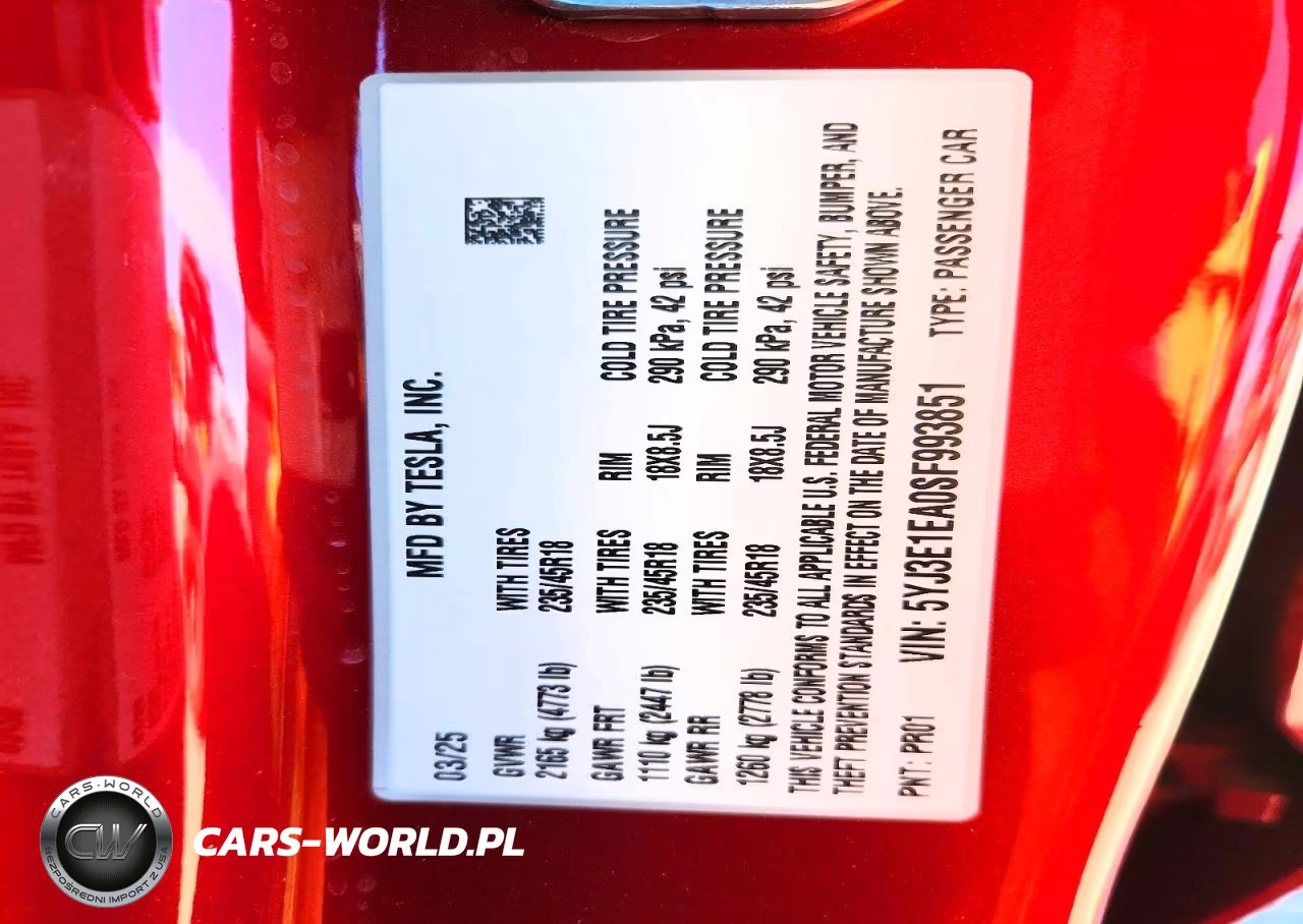 2025 Tesla Model 3 VIN:5YJ3E1EA0SF993851 - 12