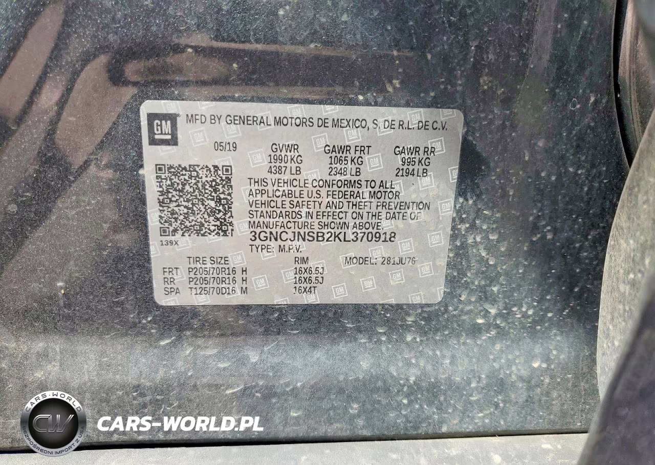 2019 Chevrolet Trax Ls VIN:3GNCJNSB2KL370918 - 13