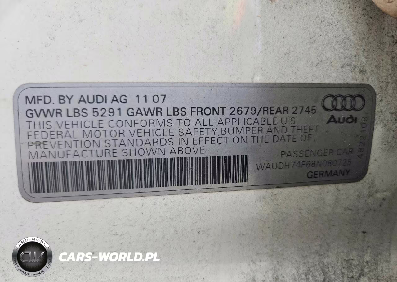 2008 Audi A6 3.2 VIN:WAUDH74F68N080725 - 12