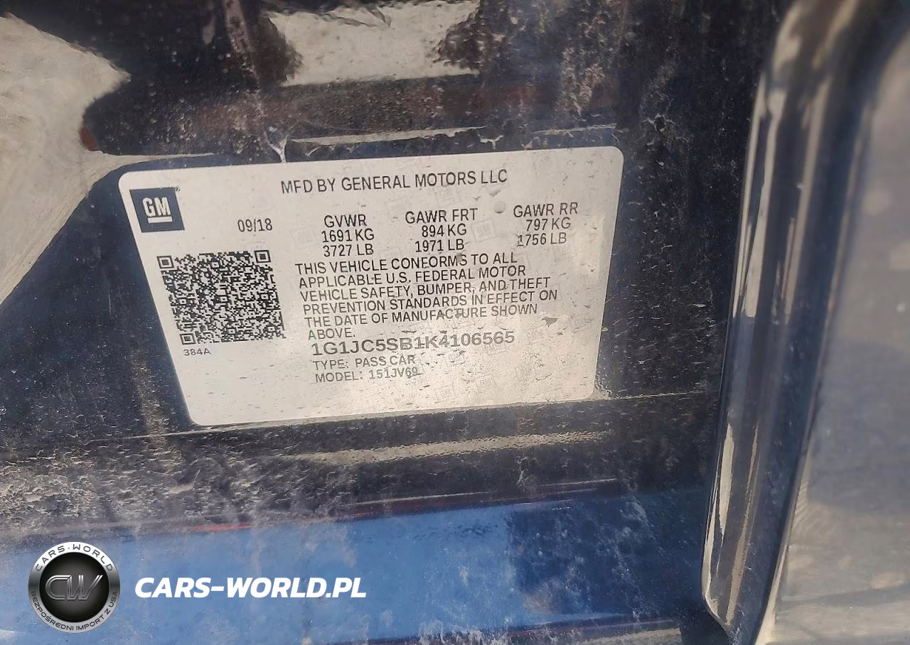 2019 Chevrolet Sonic Lt VIN:1G1JC5SB1K4106565 - 12