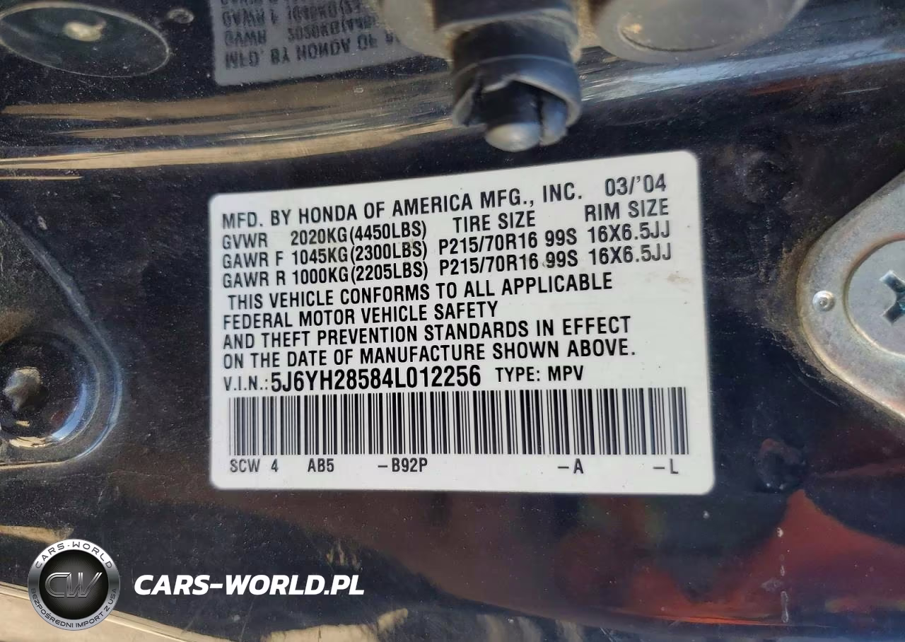 2004 Honda Element Ex VIN:5J6YH28584L012256 - 12