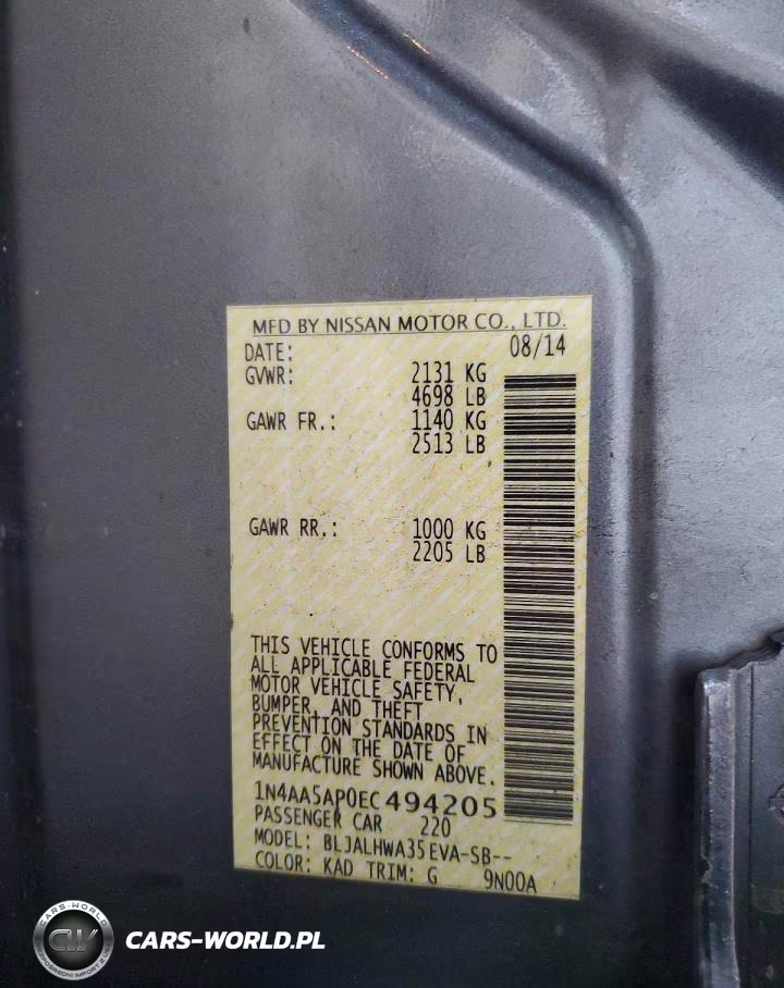 2014 Nissan Maxima 3.5 Sv VIN:1N4AA5AP0EC494205 - 12