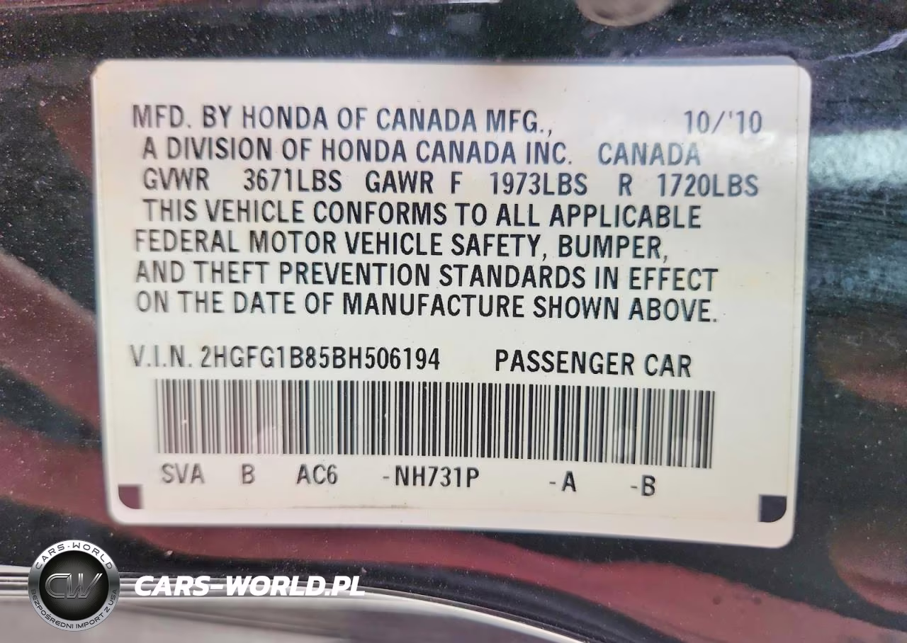 2011 Honda Civic Ex VIN:2HGFG1B85BH506194 - 12