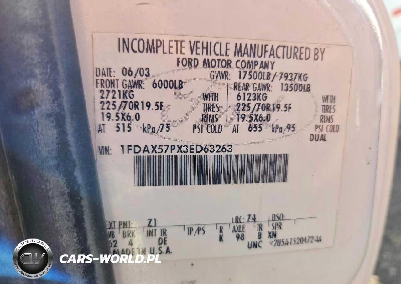 2003 Ford F550 Super Duty VIN:1FDAX57PX3ED63263 - 12