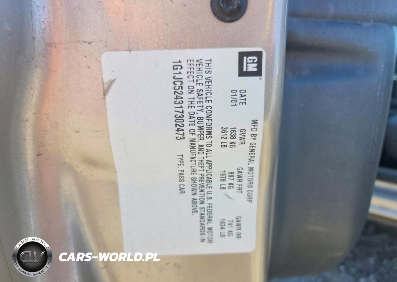 2001 Chevrolet Cavalier Base VIN:1G1JC524317302473 - 12