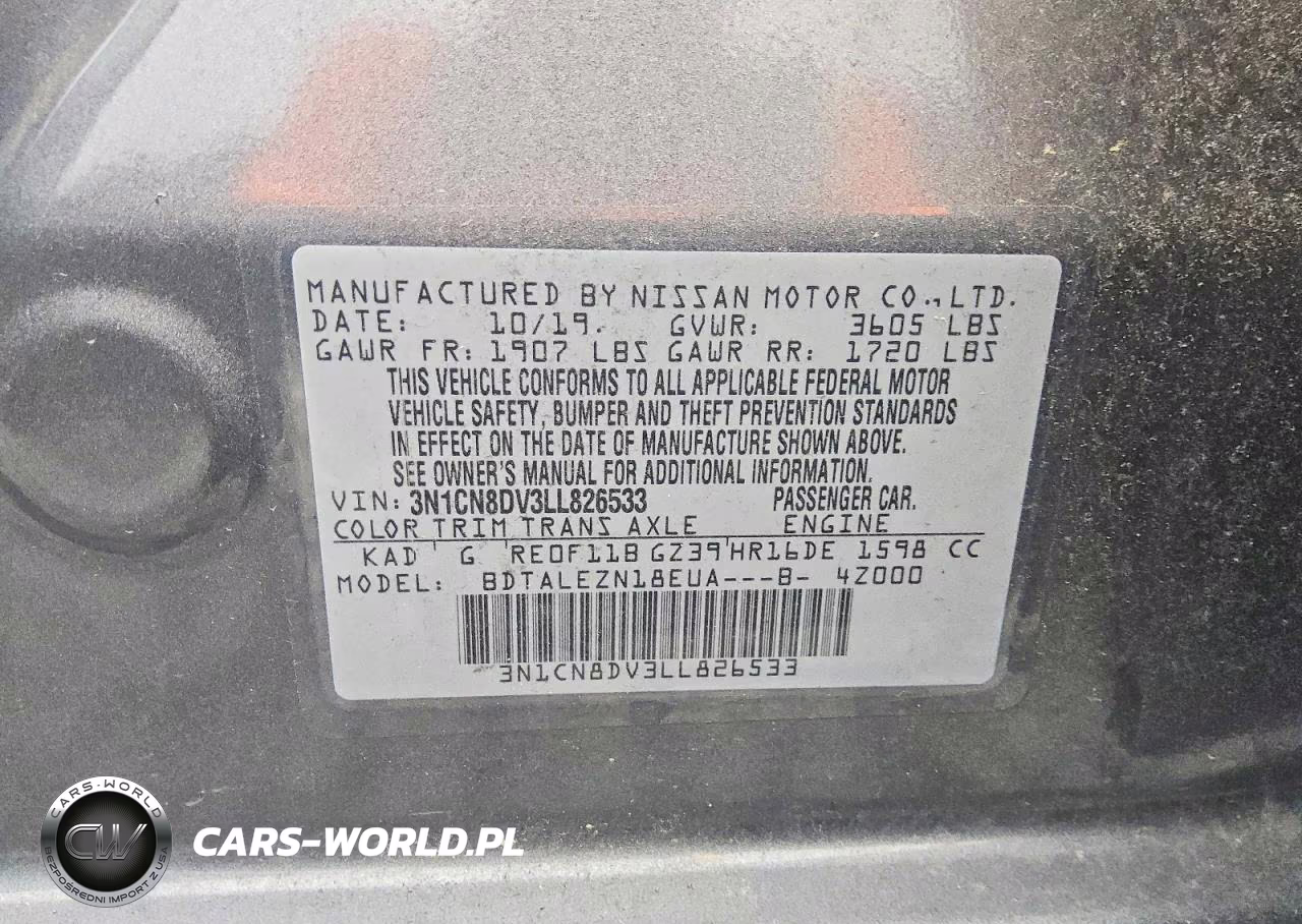 2020 Nissan Versa S VIN:3N1CN8DV3LL826533 - 12