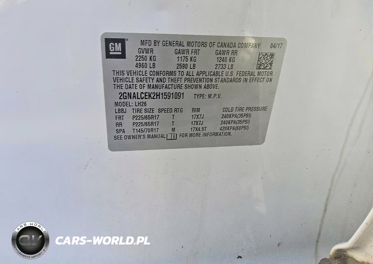 2017 Chevrolet Equinox Lt VIN:2GNALCEK2H1591091 - 13