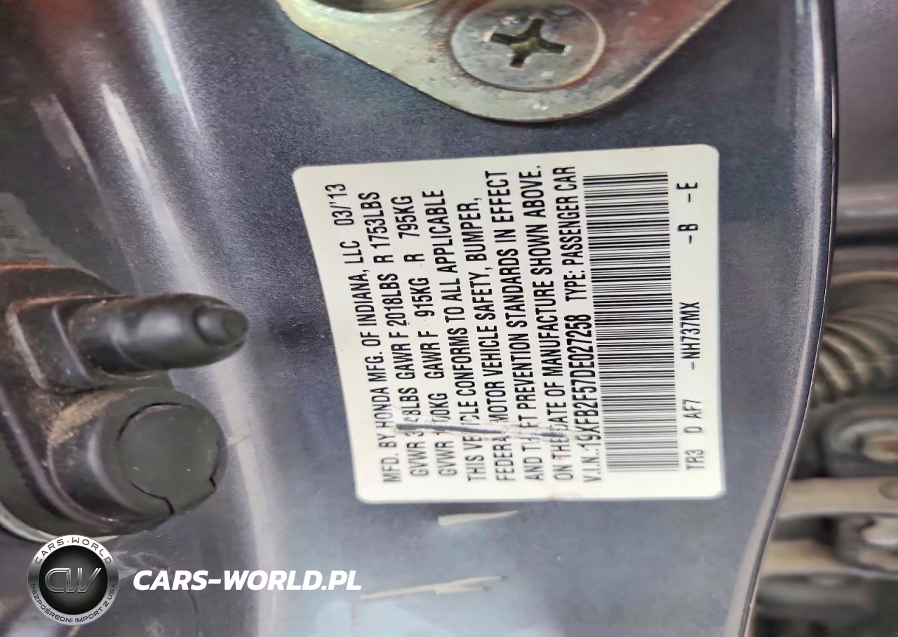 2013 Honda Civic Lx VIN:19XFB2F57DE027258 - 12