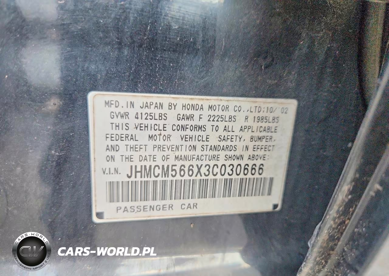 2003 Honda Accord Ex VIN:JHMCM566X3C030666 - 12