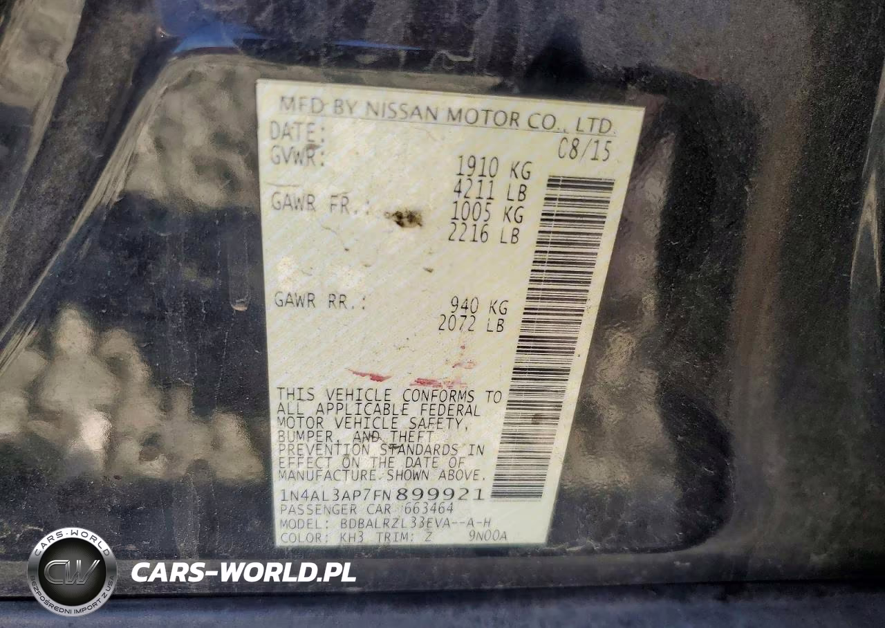 2015 Nissan Altima VIN:1N4AL3AP7FN899921 - 12