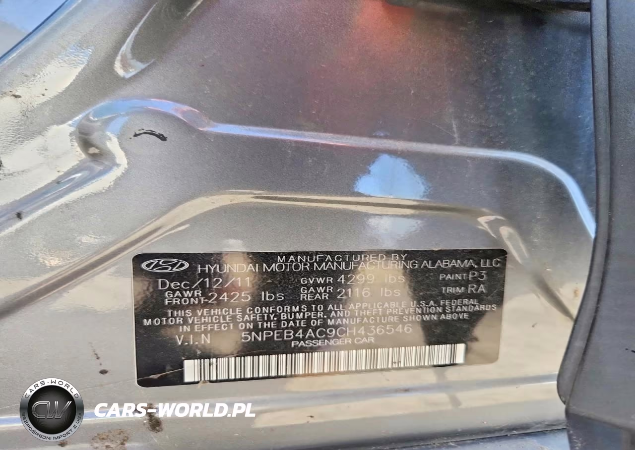 2012 Hyundai Sonata Gls VIN:5NPEB4AC9CH436546 - 12