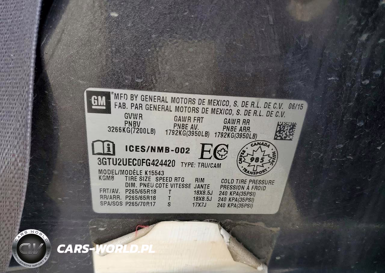 2015 GMC Sierra VIN:3GTU2UEC0FG424420 - 12
