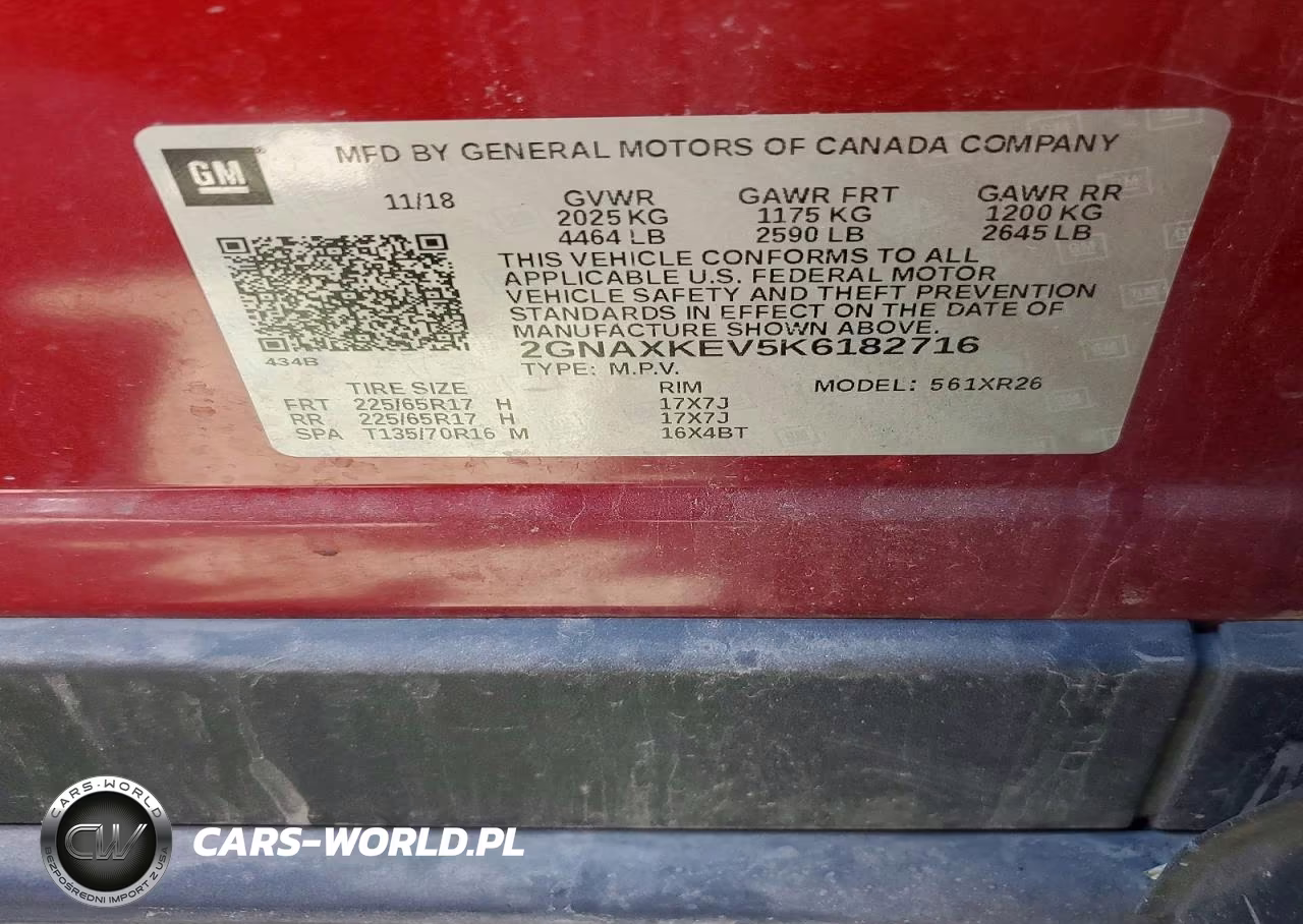 2019 Chevrolet Equinox Lt VIN:2GNAXKEV5K6182716 - 13