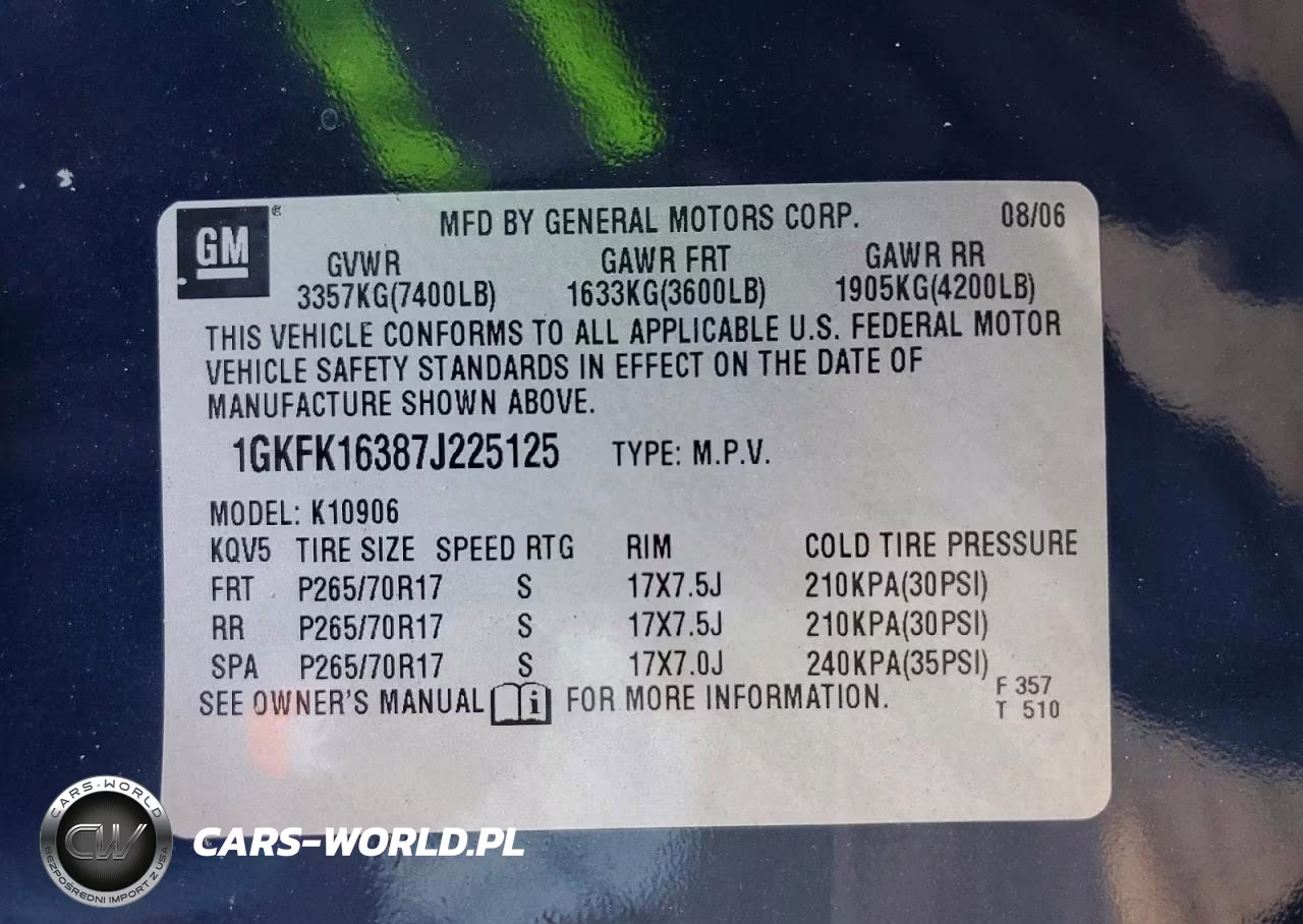 2007 GMC Yukon Xl K1500 VIN:1GKFK16387J225125 - 13