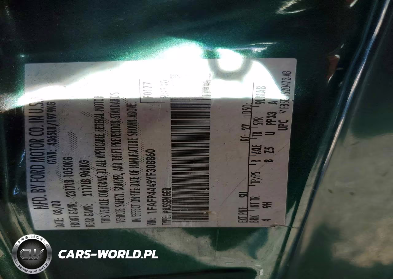 2000 Ford Mustang VIN:1FAFP4449YF308860 - 12