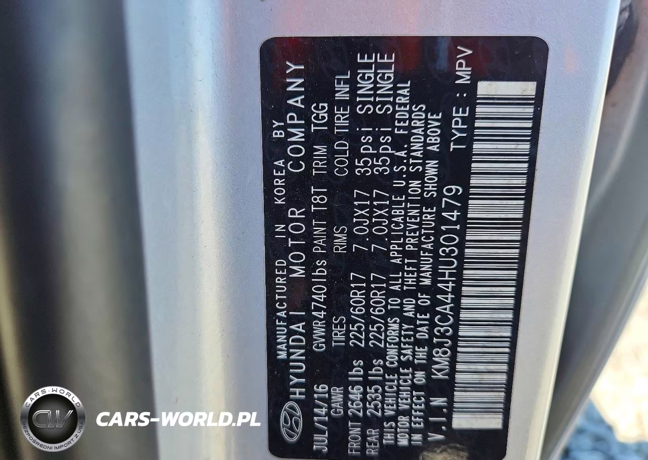 2017 Hyundai Tucson Se VIN:KM8J3CA44HU301479 - 13