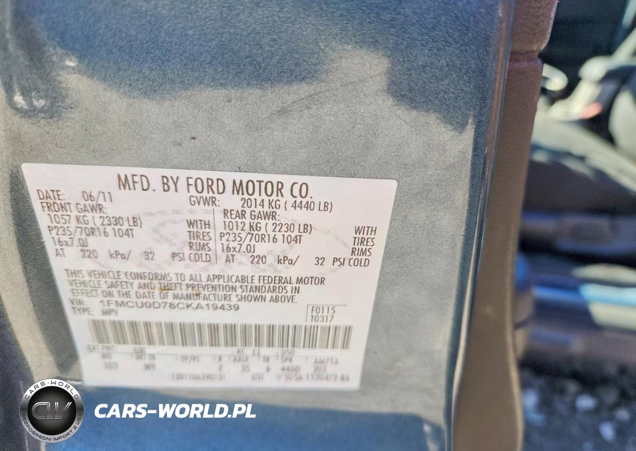 2012 Ford Escape Xlt VIN:1FMCU0D78CKA19439 - 13