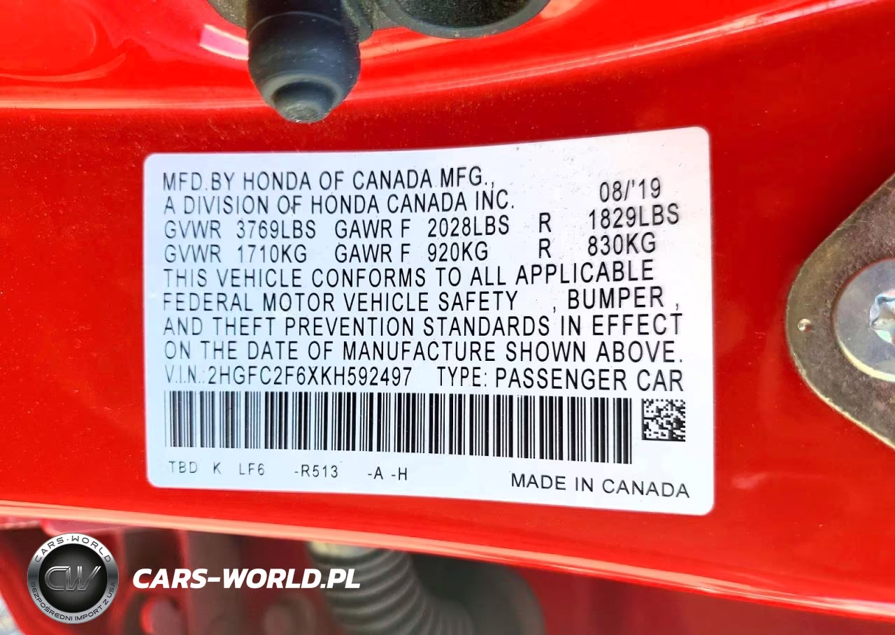 2019 Honda Civic Lx VIN:2HGFC2F6XKH592497 - 12