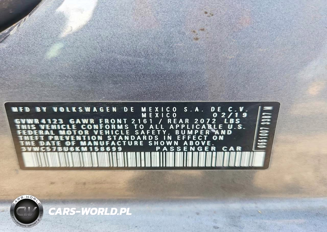 2019 Volkswagen Jetta S VIN:3VWC57BU6KM158699 - 12