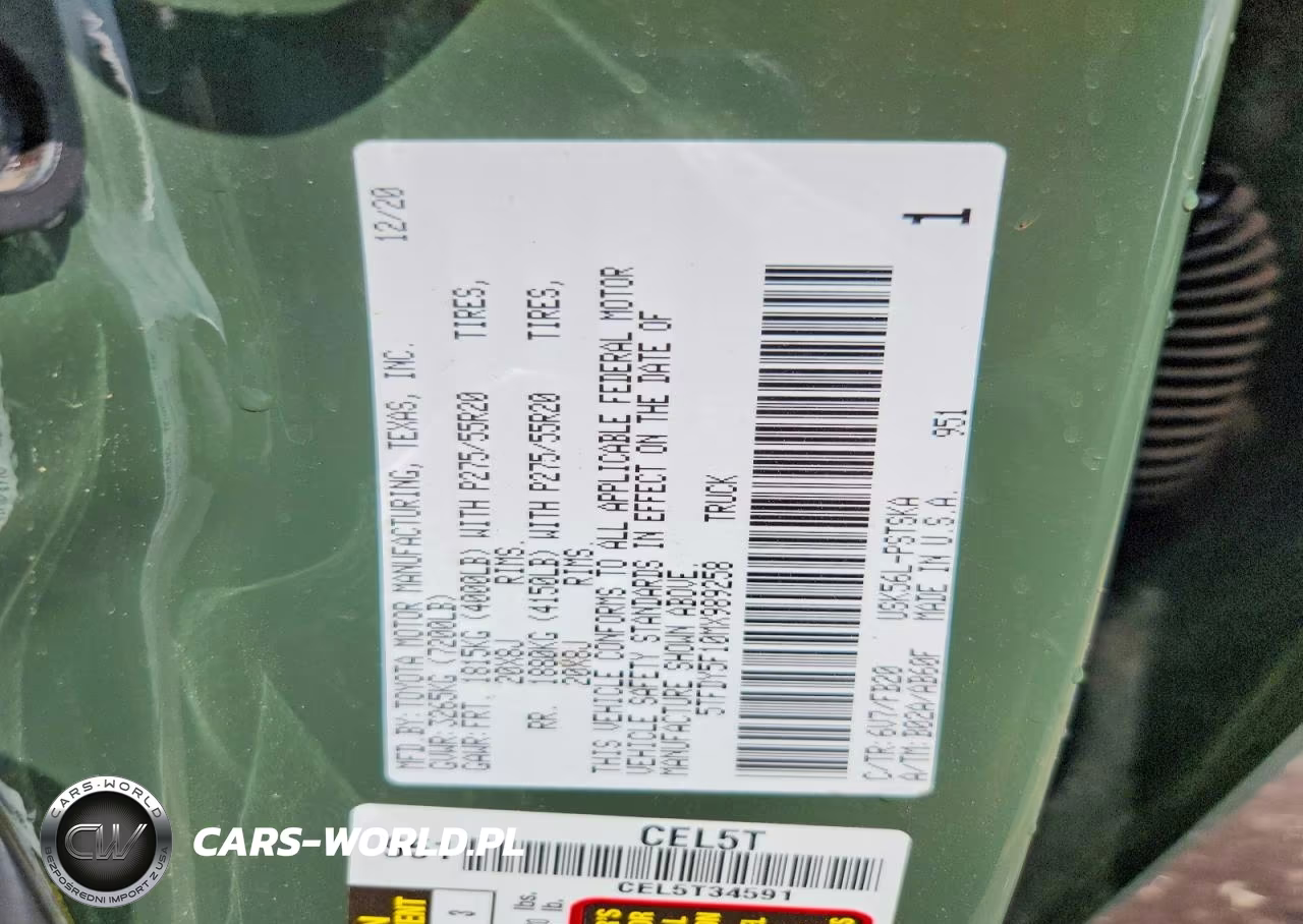 2021 Toyota Tundra Sr5 VIN:5TFDY5F10MX989258 - 12