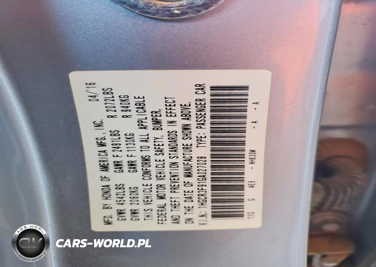 2016 Honda Accord Touring VIN:1HGCR3F91GA027028 - 13