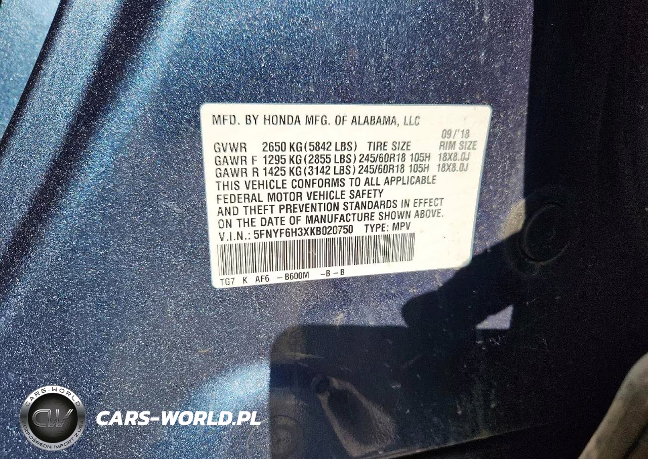 2019 Honda Pilot Ex VIN:5FNYF6H3XKB020750 - 12