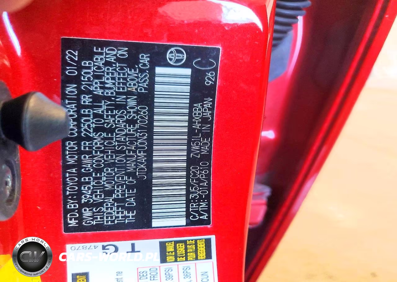 2022 Toyota Prius L Eco VIN:JTDKAMFU0N3170260 - 13