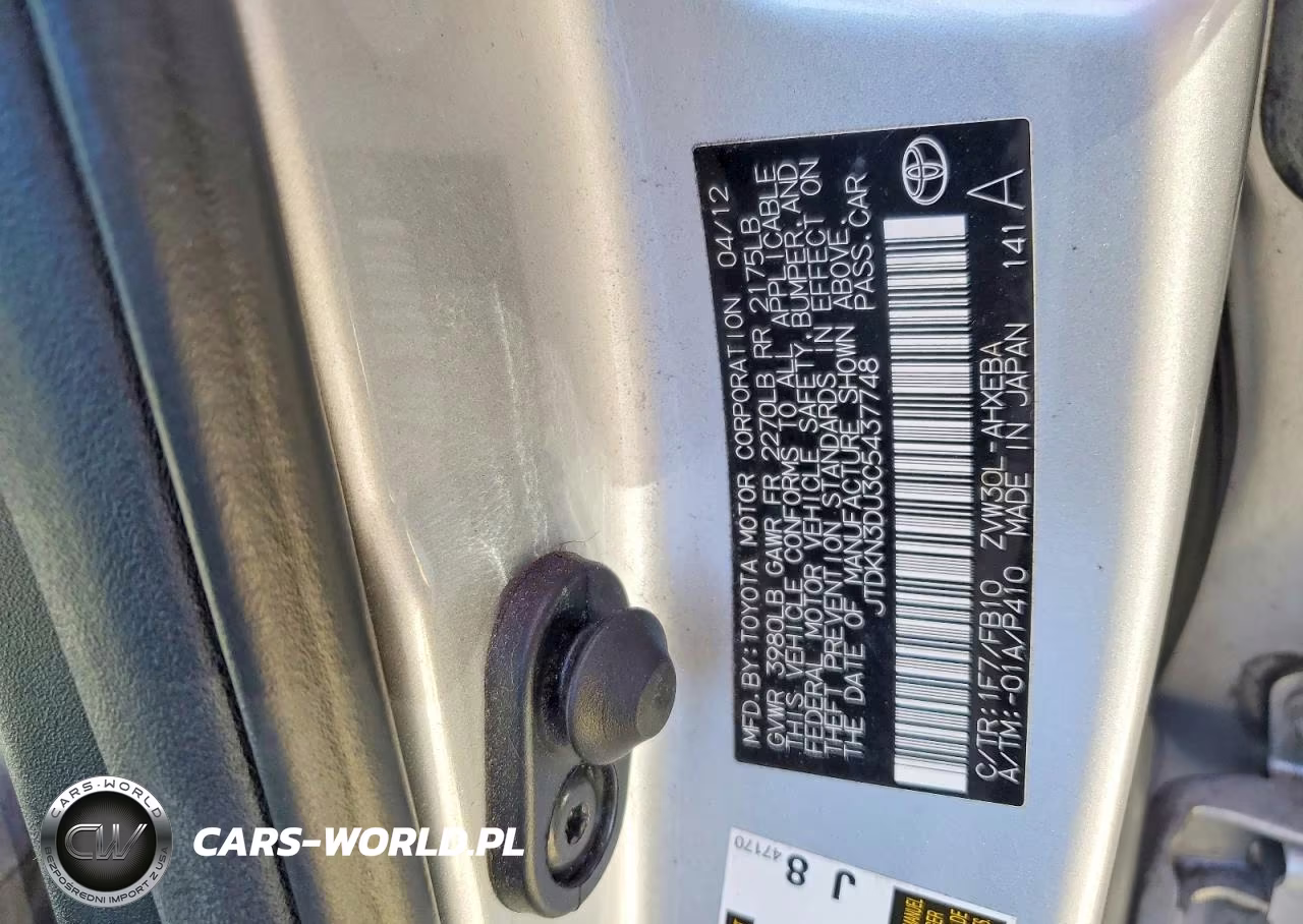 2012 Toyota Prius Two VIN:JTDKN3DU3C5437748 - 12