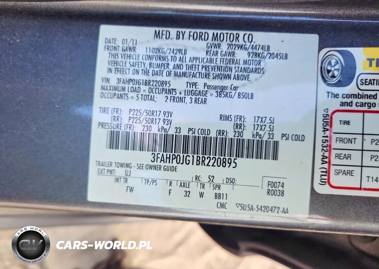 2011 Ford Fusion Sel VIN:3FAHP0JG1BR220895 - 12
