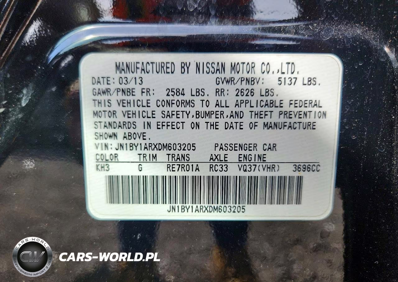 2013 Infiniti M37 X VIN:JN1BY1ARXDM603205 - 12