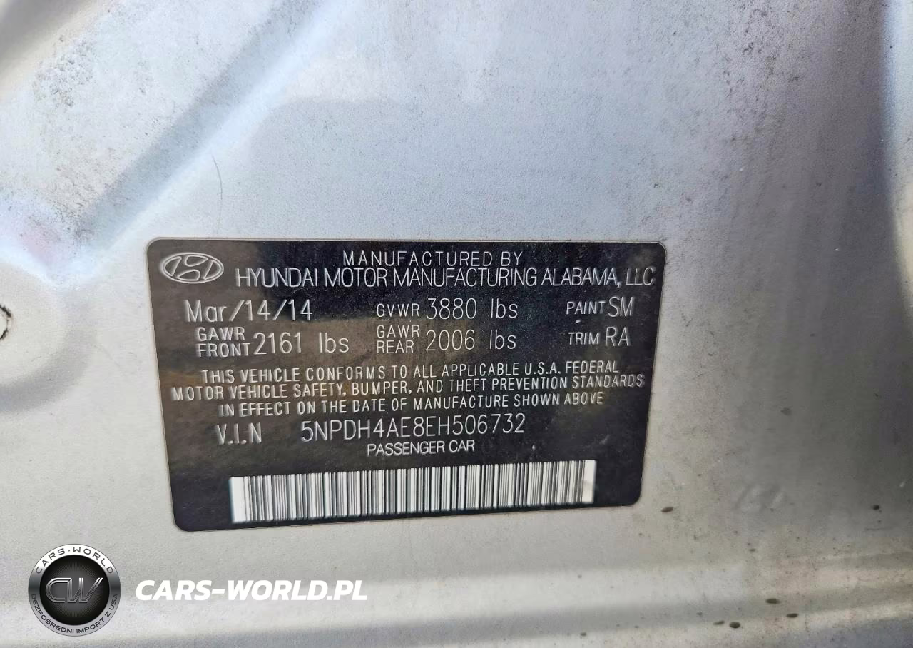 2014 Hyundai Elantra Se VIN:5NPDH4AE8EH506732 - 12