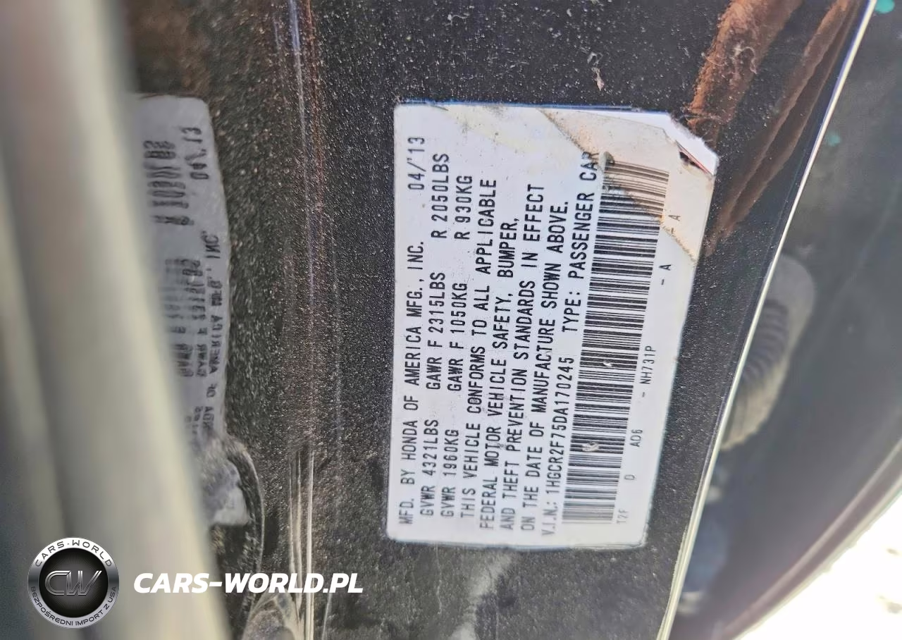 2013 Honda Accord Ex VIN:1HGCR2F75DA170245 - 12