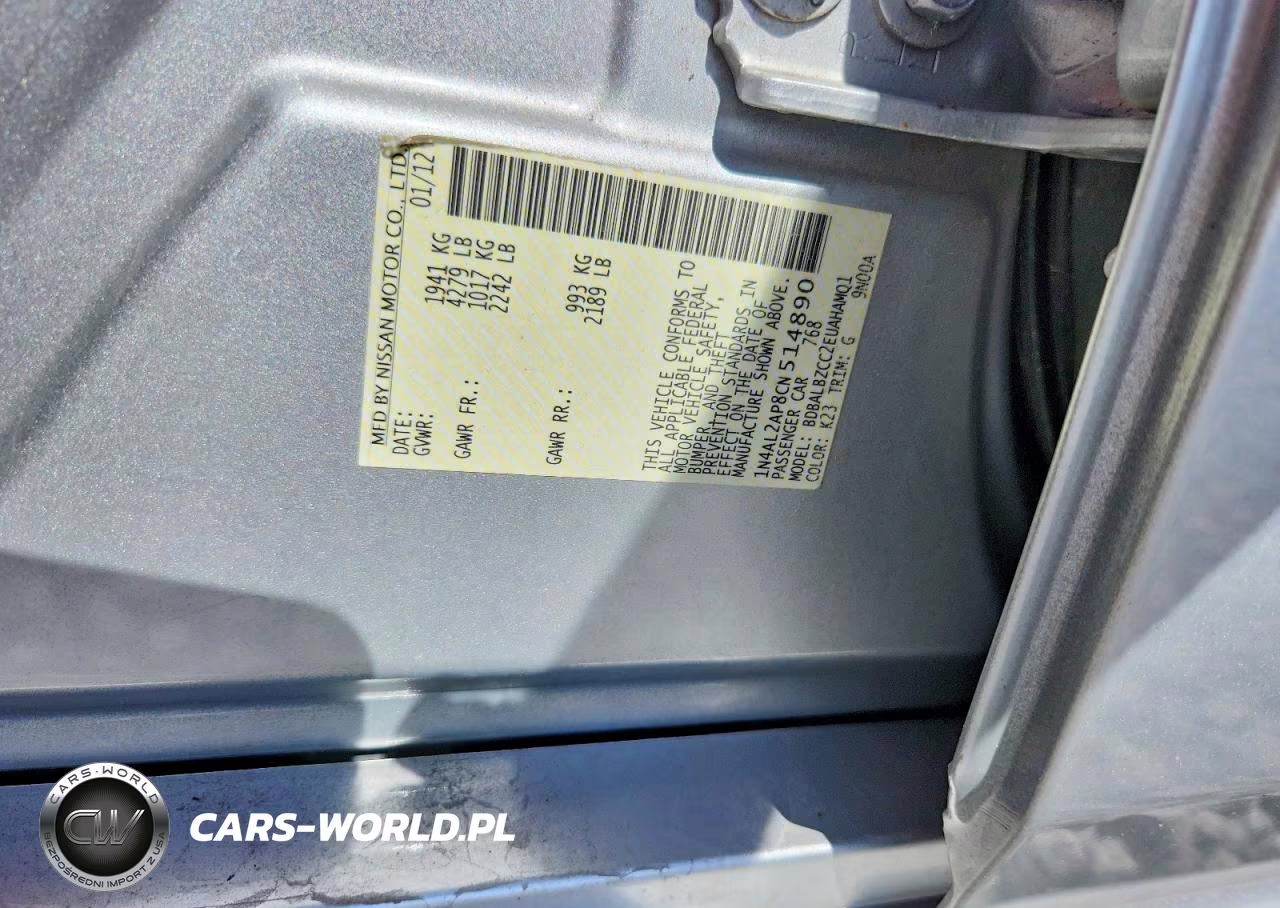 2012 Nissan Altima 2.5 VIN:1N4AL2AP8CN514890 - 12