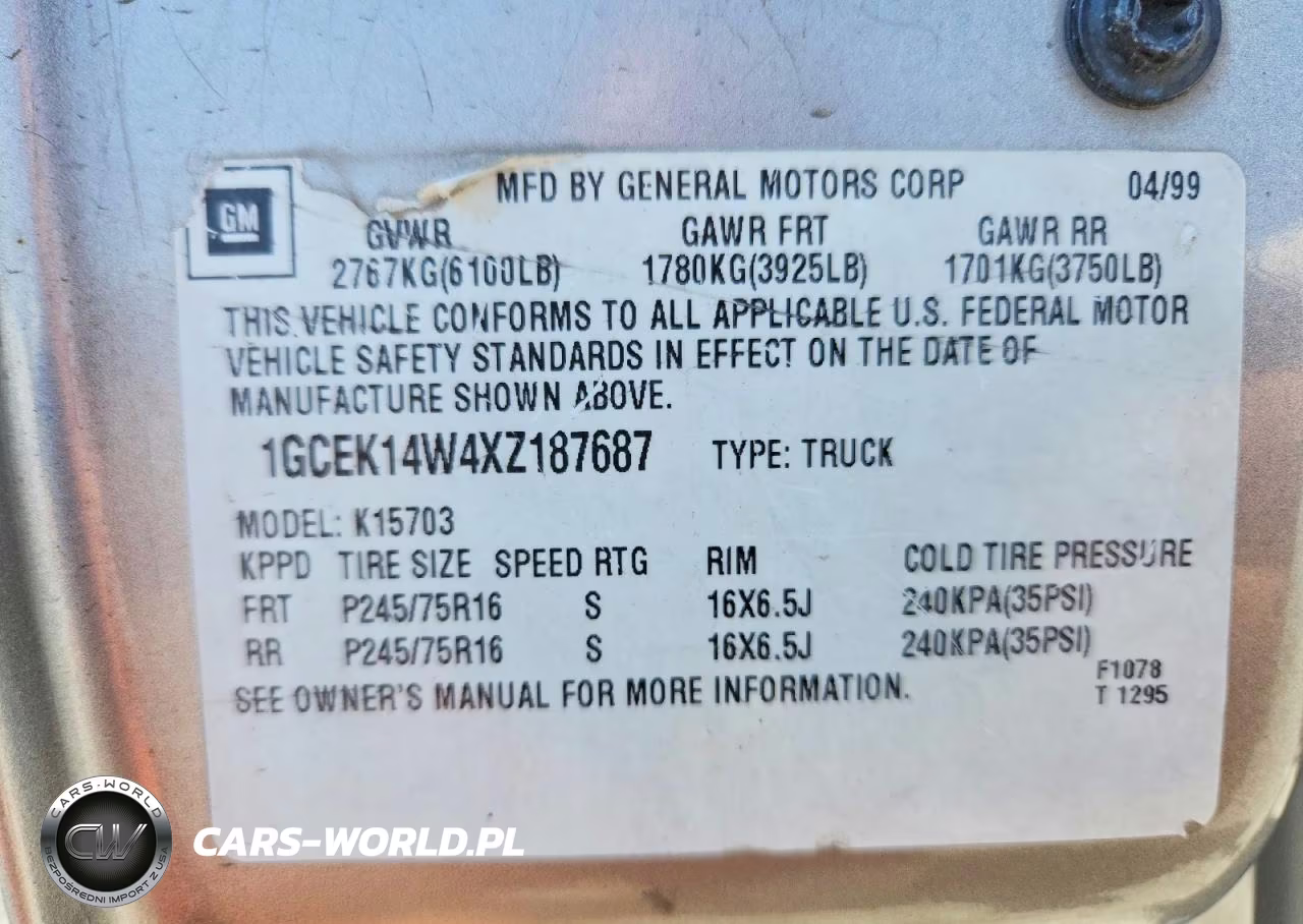 1999 Chevrolet Silverado K1500 VIN:1GCEK14W4XZ187687 - 12