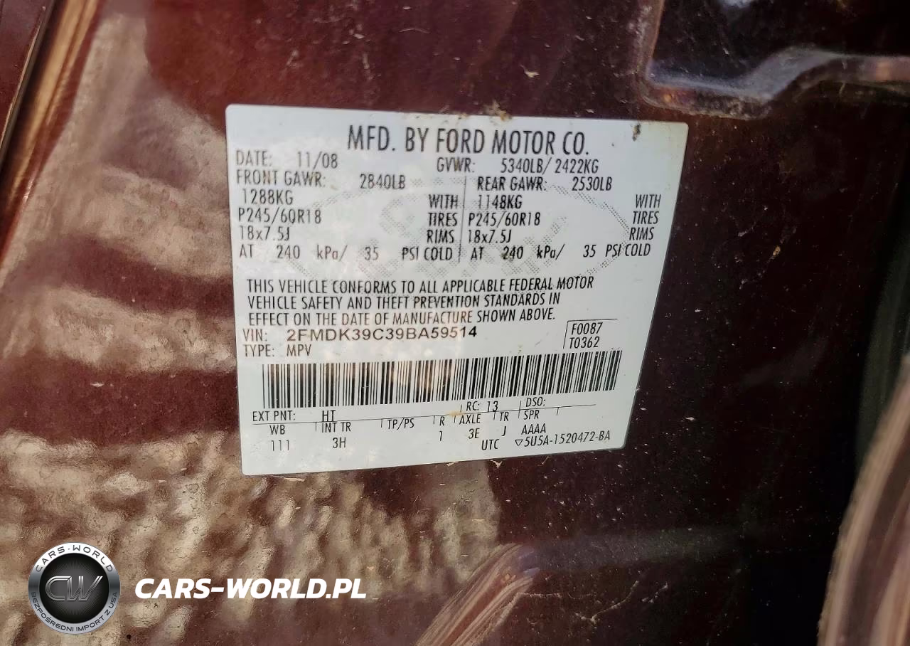 2009 Ford Edge Limited VIN:2FMDK39C39BA59514 - 13