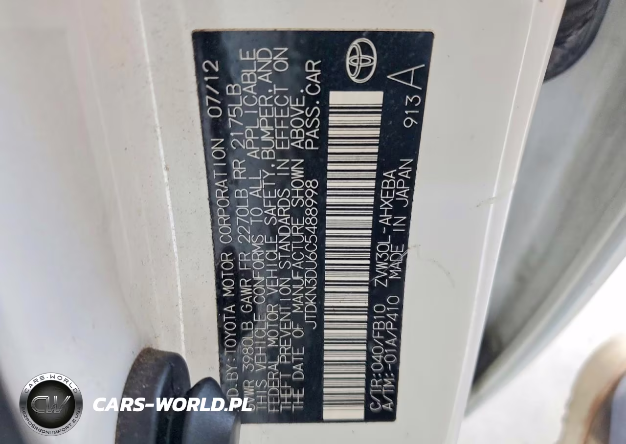 2012 Toyota Prius Two VIN:JTDKN3DU6C5488998 - 12