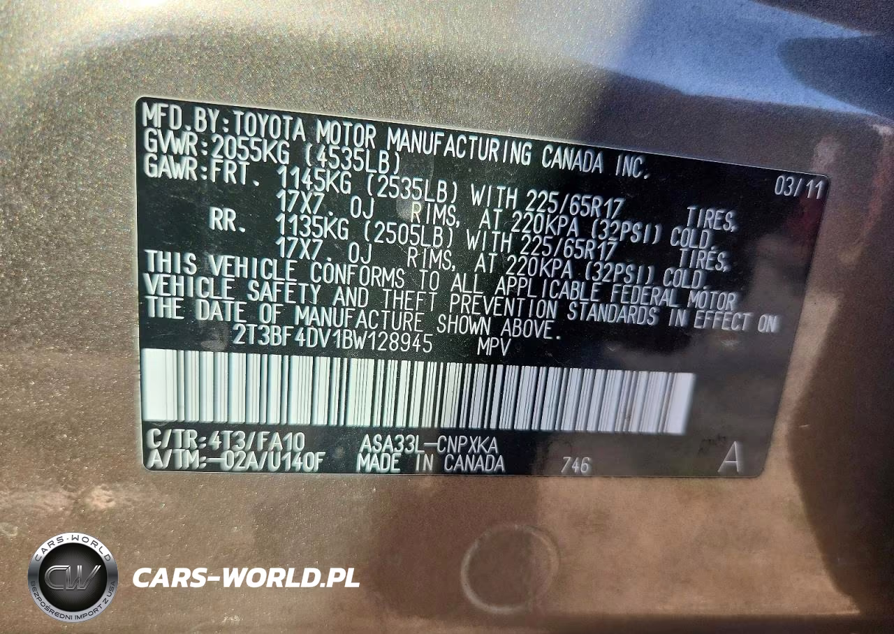 2011 Toyota Rav4 Base VIN:2T3BF4DV1BW128945 - 13