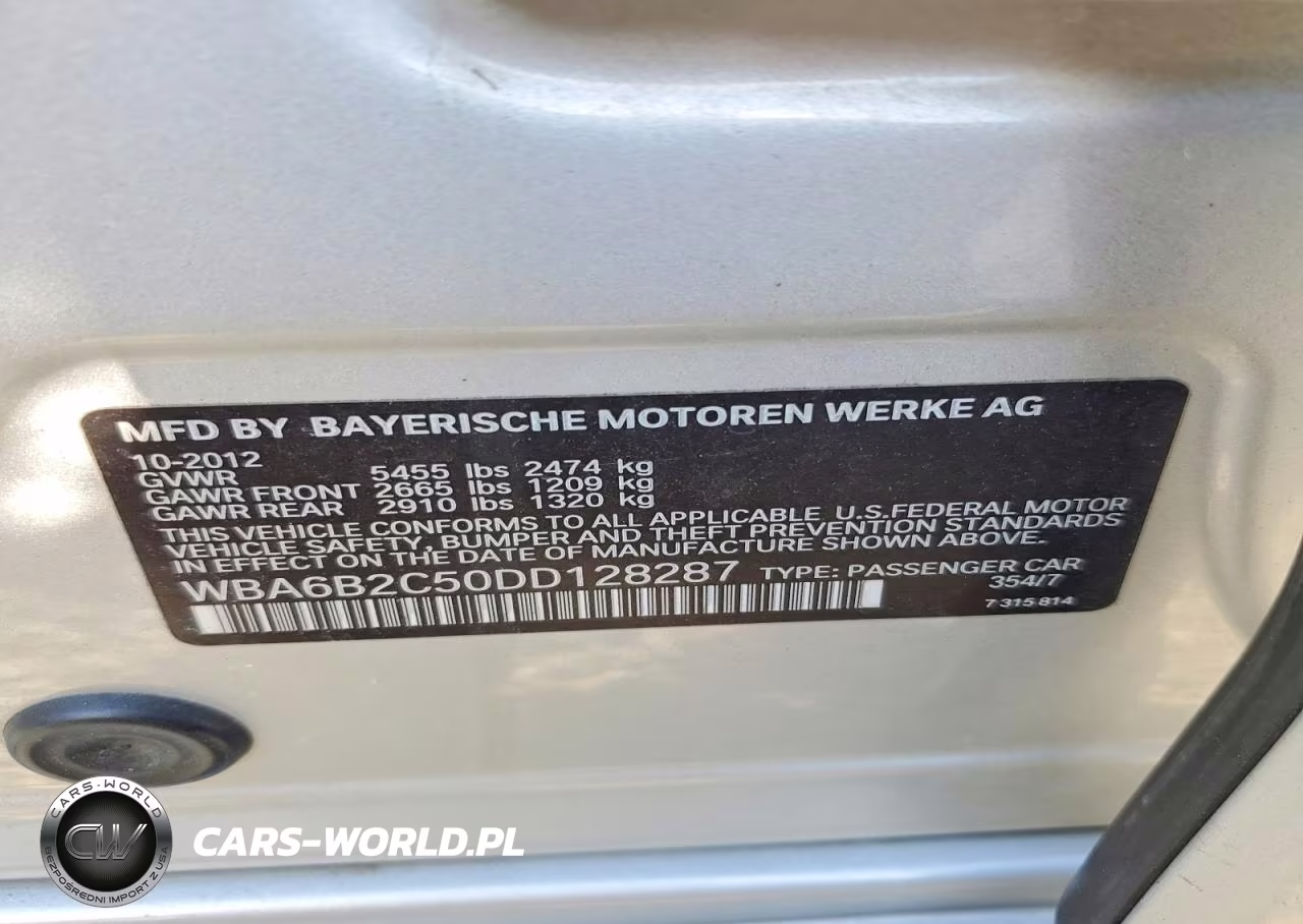 2013 BMW 650 I VIN:WBA6B2C50DD128287 - 12