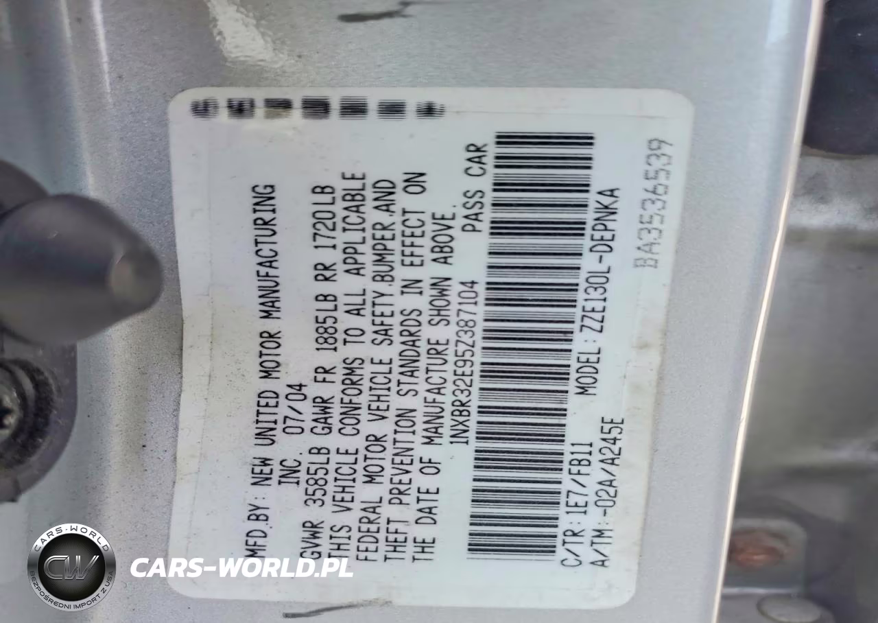 2005 Toyota Corolla Le VIN:1NXBR32E95Z387104 - 12