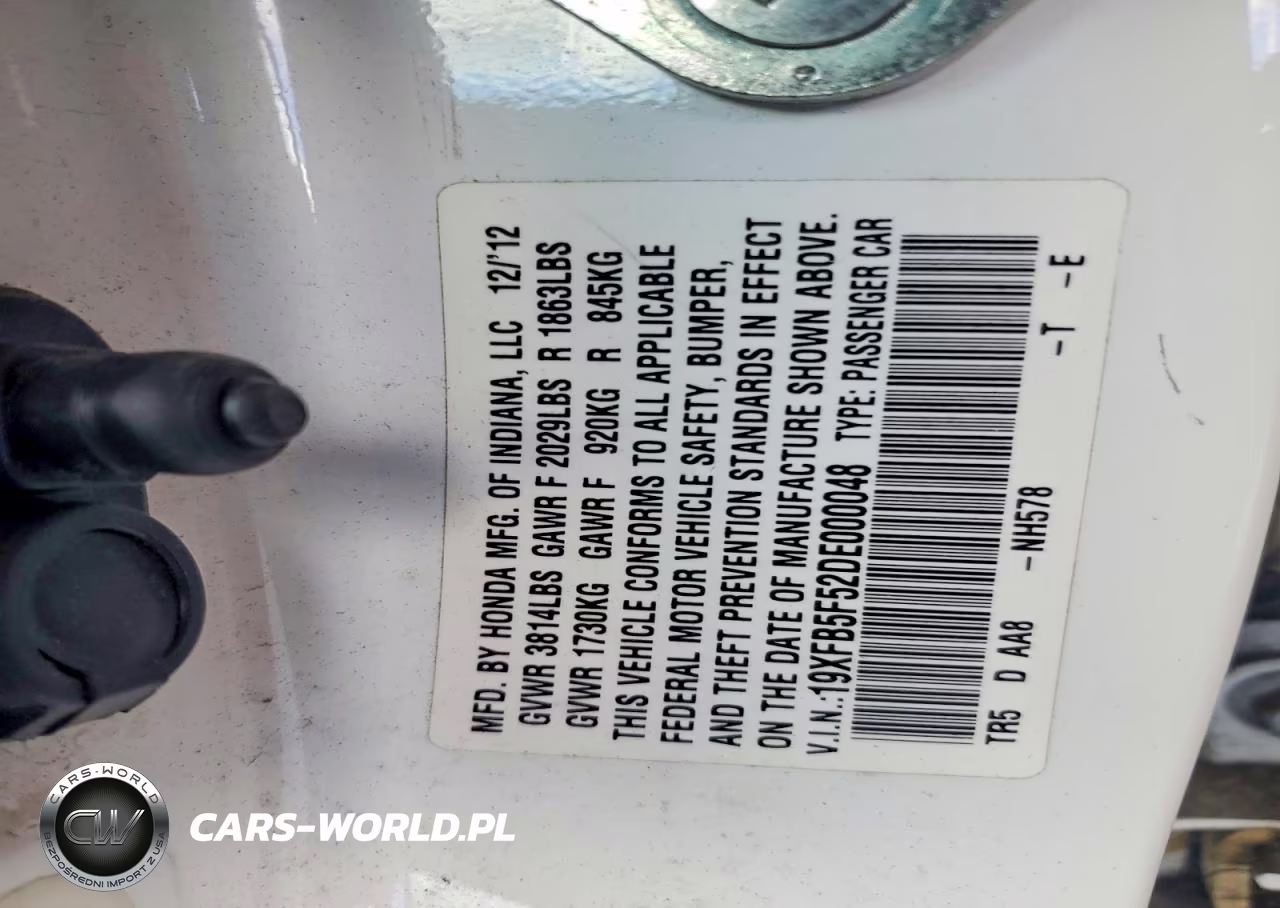 2013 Honda Civic Natural Gas VIN:19XFB5F52DE000048 - 12